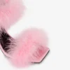 Sandales en satin avec plumes