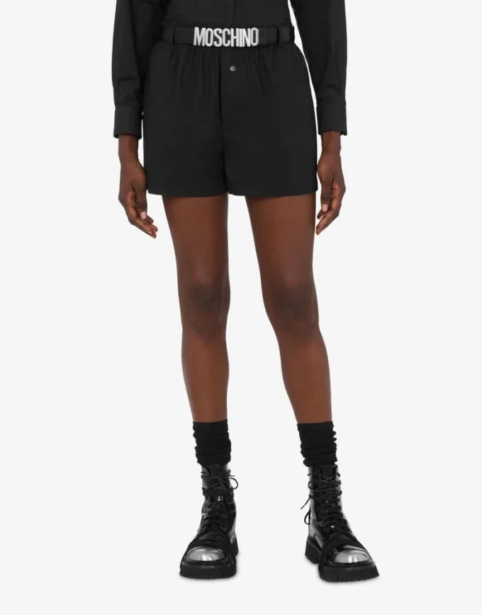 Short en popeline de coton imprimé à pois