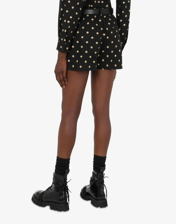 Short en popeline de coton imprimé à pois