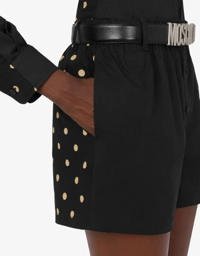 Short en popeline de coton imprimé à pois