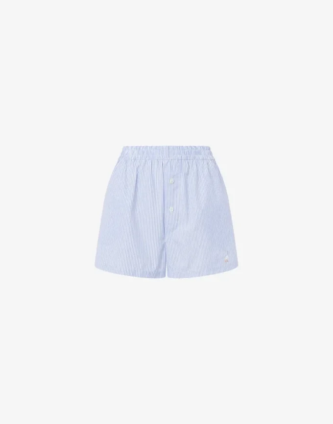 Short en popeline rayé Broderie oie