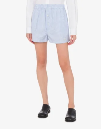 Short en popeline rayé Broderie oie