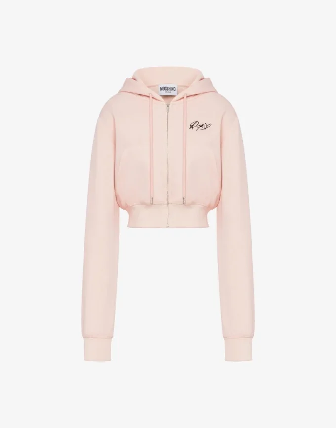 Sweat-shirt court en coton brodé