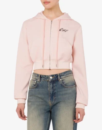 Sweat-shirt court en coton brodé