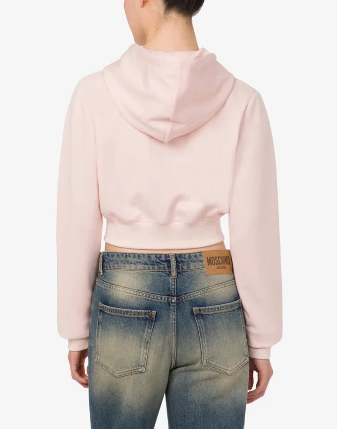 Sweat-shirt court en coton brodé