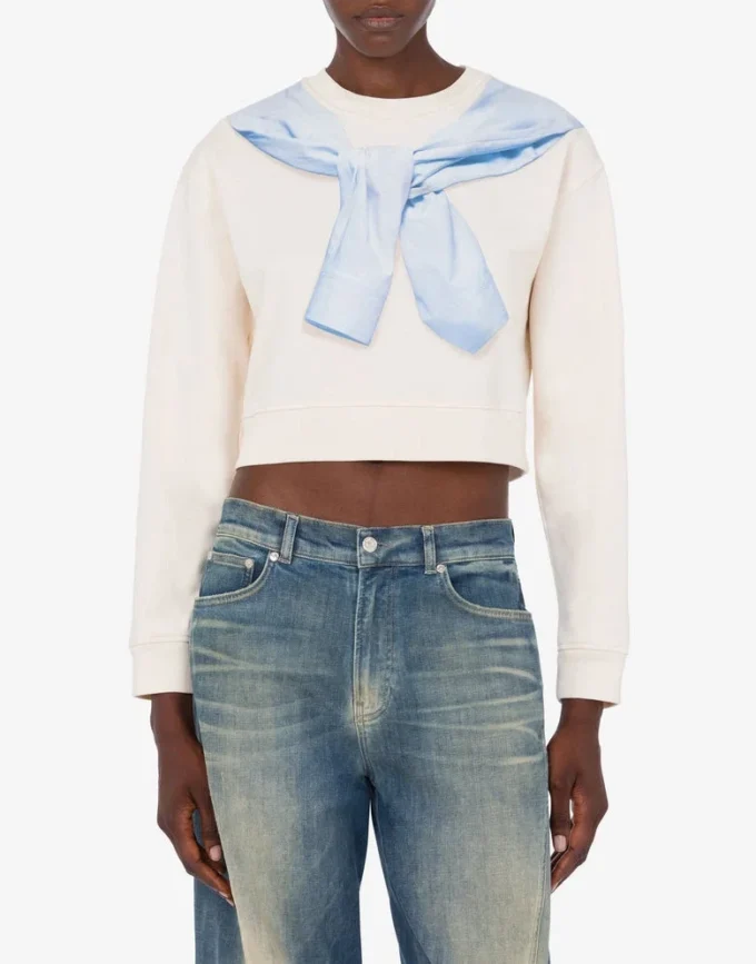 Sweat-shirt court en coton imprimé