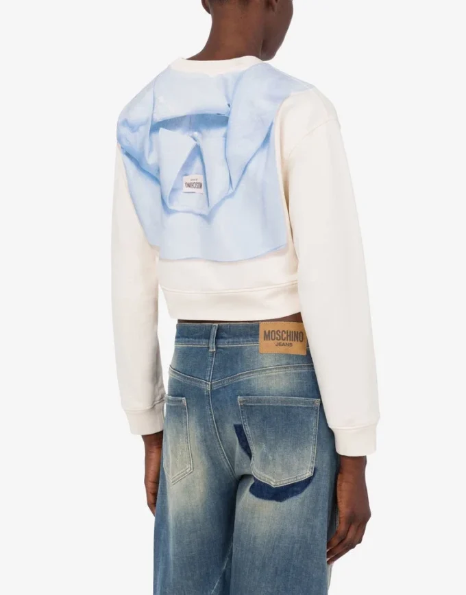 Sweat-shirt court en coton imprimé