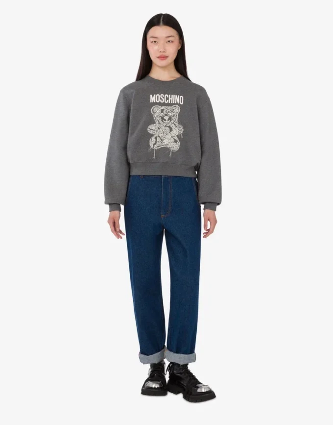 Sweat-shirt en coton biologique Moschino Teddy Bear