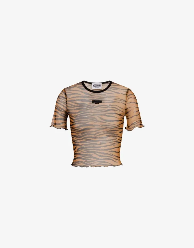 T-shirt court en tulle imprimé