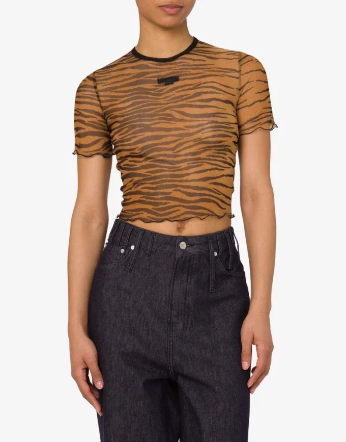 T-shirt court en tulle imprimé