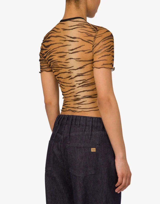 T-shirt court en tulle imprimé