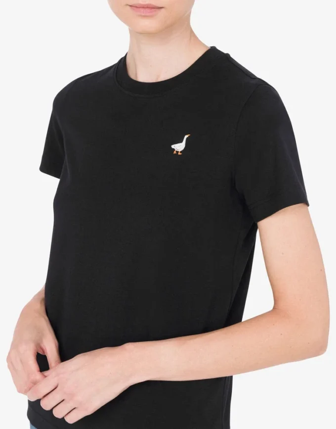 T-shirt en jersey biologique Broderie oie T-shirt en jersey biologique Broderie oie