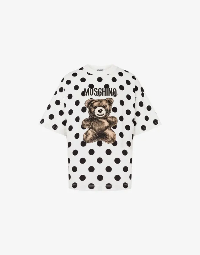 T-shirt en jersey de coton biologique imprimé Moschino Teddy Bear
