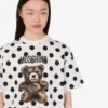 T-shirt en jersey de coton biologique imprimé Moschino Teddy Bear
