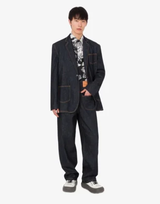 Veste en denim de coton bleu
