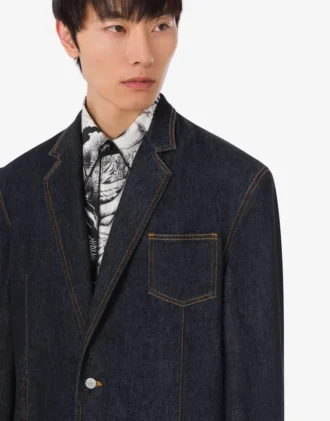Veste en denim de coton bleu