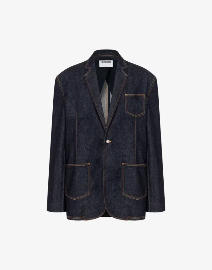 Veste en denim de coton bleu Veste en denim de coton bleu