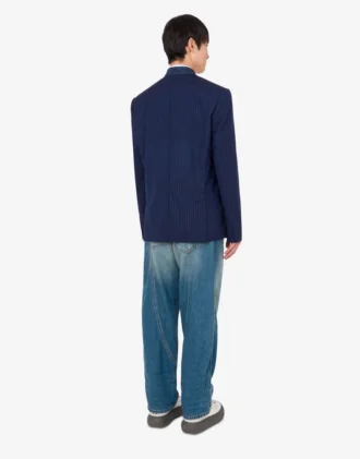 Veste en laine à fines rayures teinte dans la masse