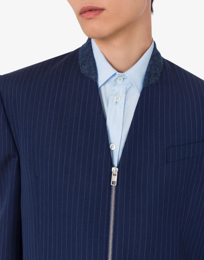 Veste en laine à fines rayures teinte dans la masse Veste en laine à fines rayures teinte dans la masse
