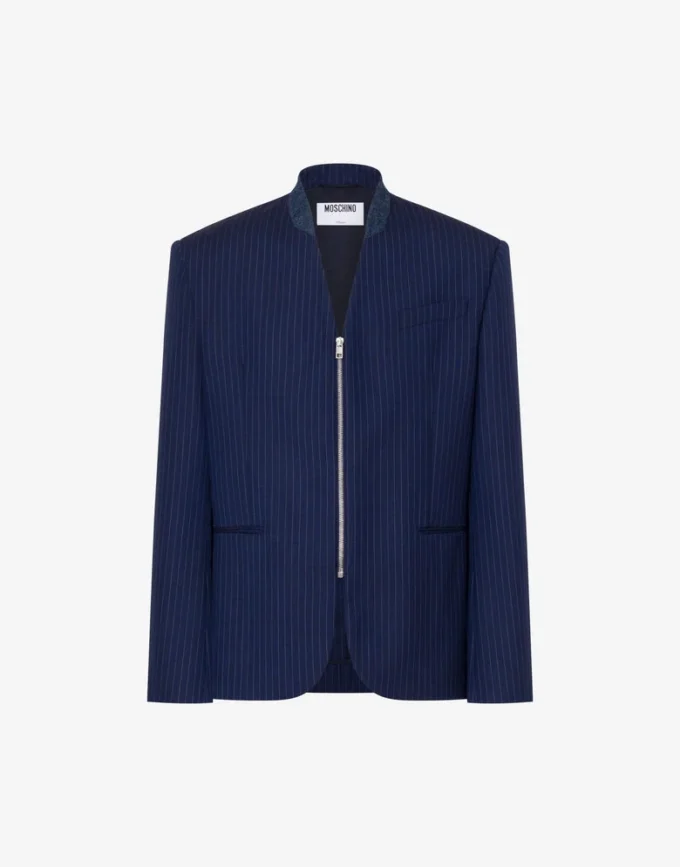 Veste en laine à fines rayures teinte dans la masse Veste en laine à fines rayures teinte dans la masse