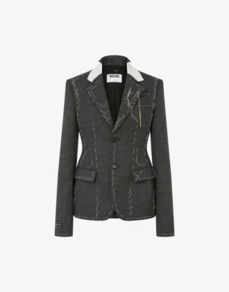 Veste en toile de laine brodée